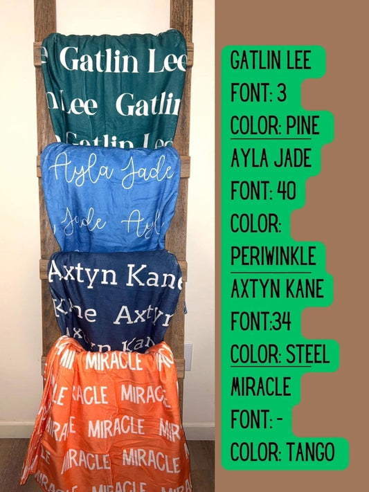 Solid Color Name Blankets